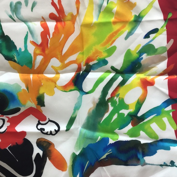 Moschino Boutique Silk Scarf Made in Italy Watercolor Olive Oyl NWT - Picture 4 of 7